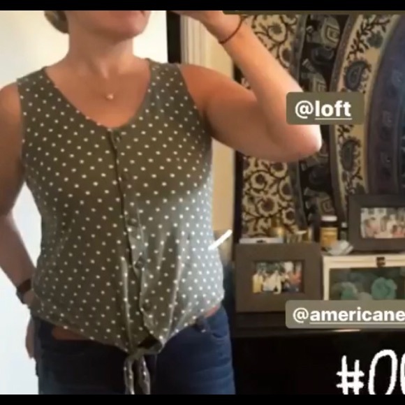 [Loft] Green & White Polka Dot Tank - Picture 9 of 9